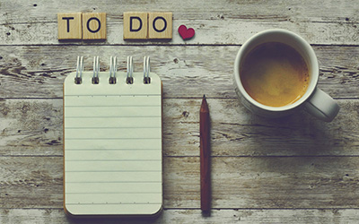 To do list and a cup of coffee