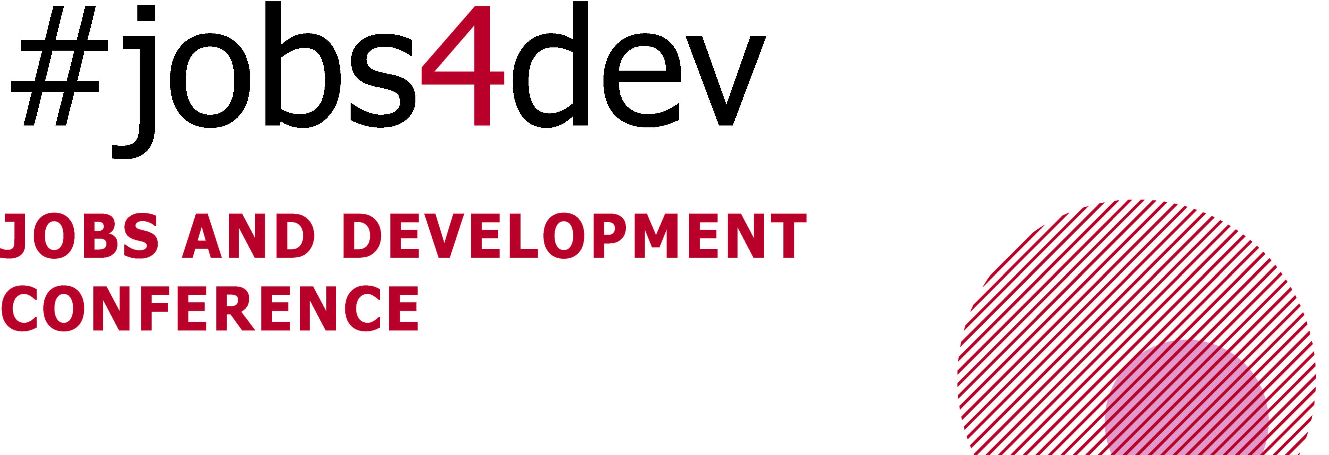 Logo of the conference that reads, #jobs4dev JOBS AND DEVELOPMENT CONFERENCE