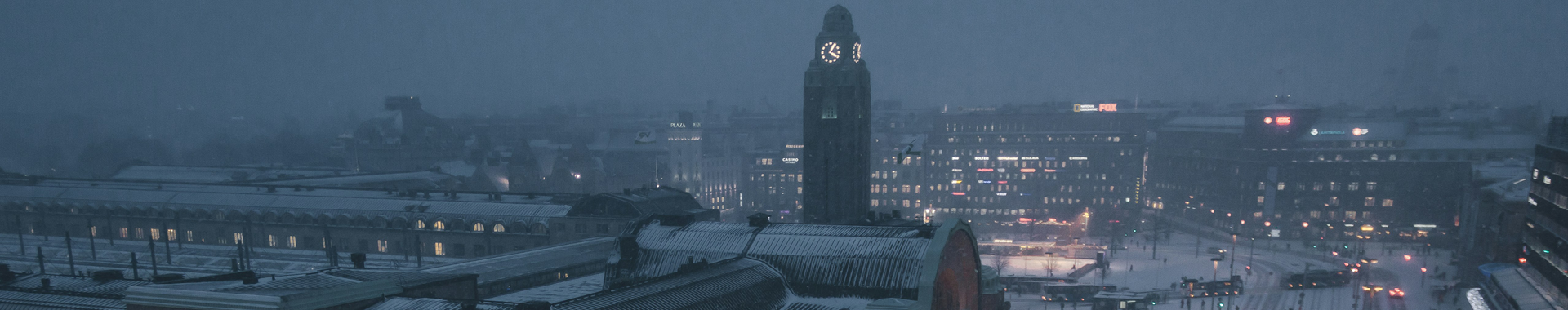 Aerial photo of Helsinki in winter.